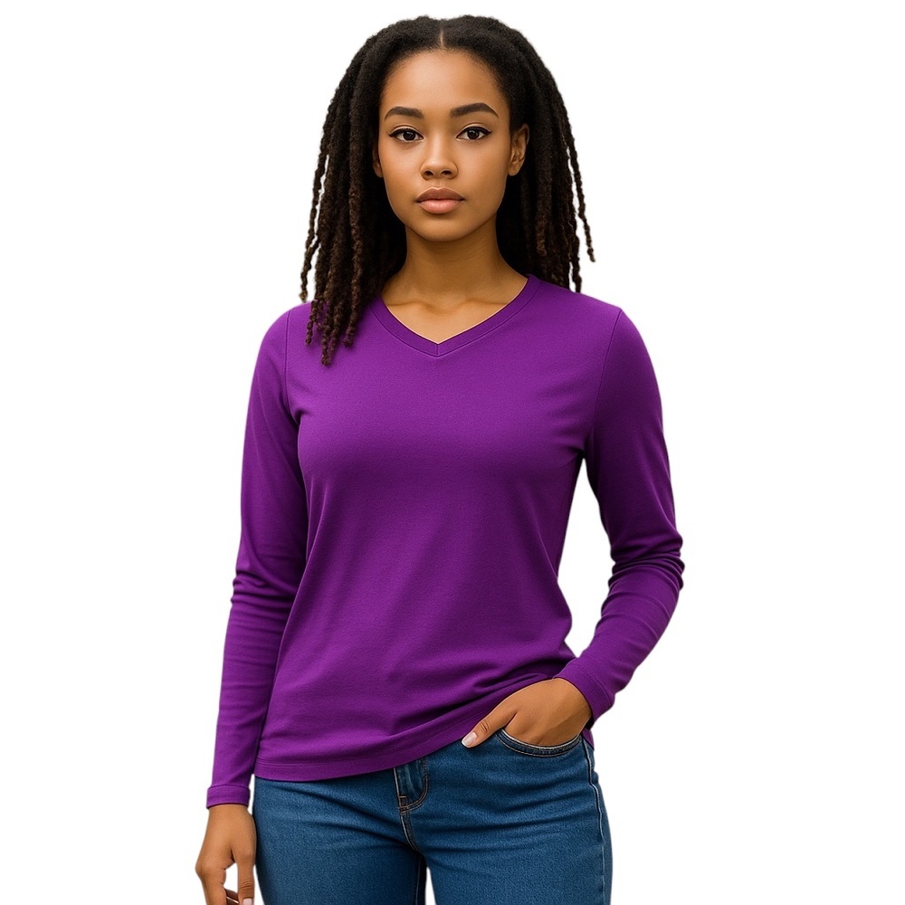 NWOT bcg Long Sleeve V-Neck Purple Tee-Shirt Size M